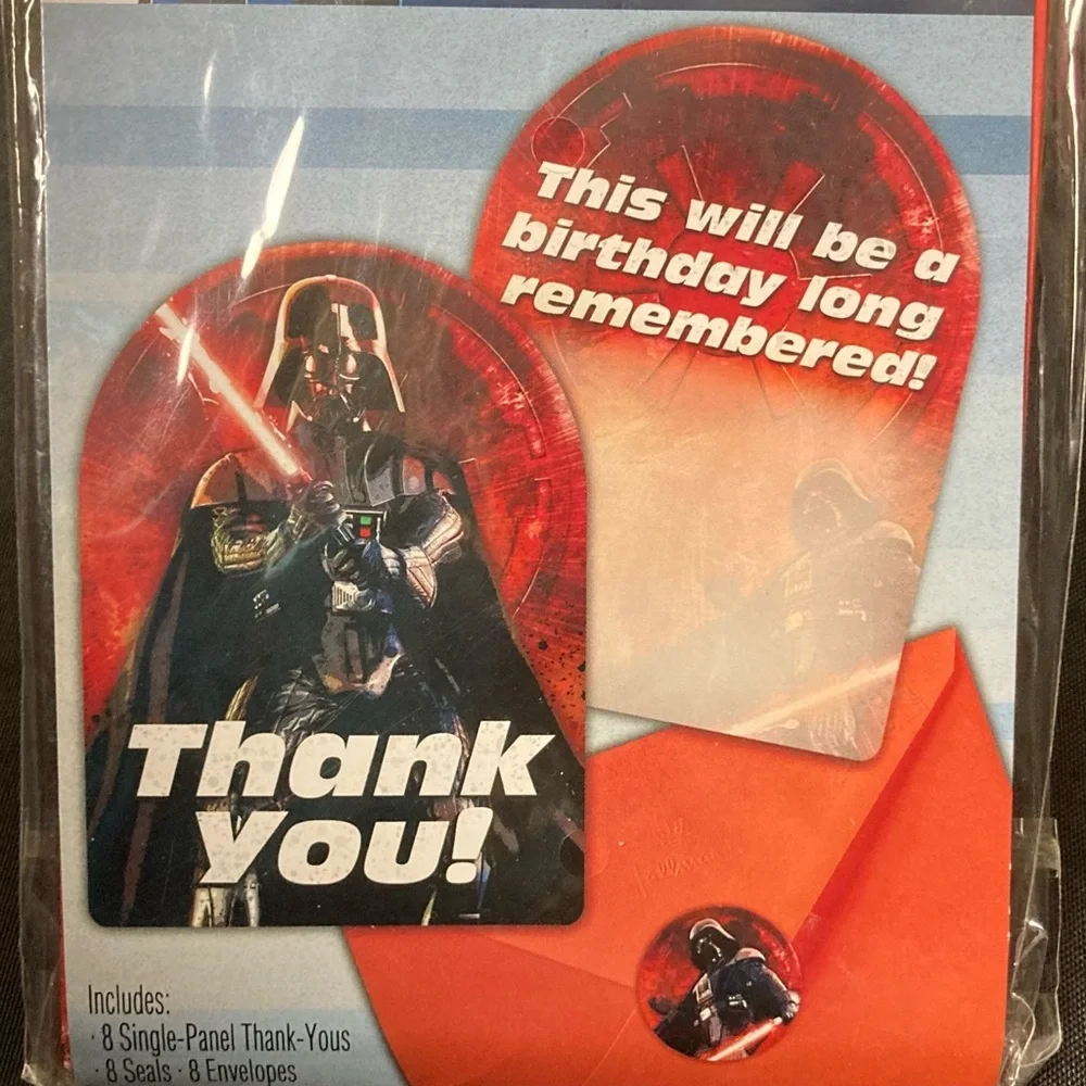 Hallmark Party Star Wars Darth Vader Birthday Thank You Cards 8 Pack